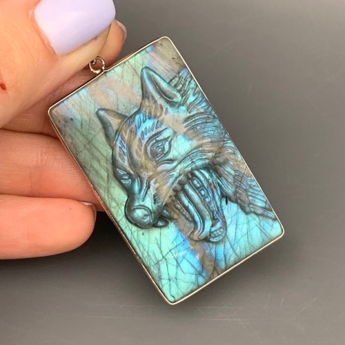 Подвеска, Лабрадор, "Волк", люкс, резная, размер 50х31 мм