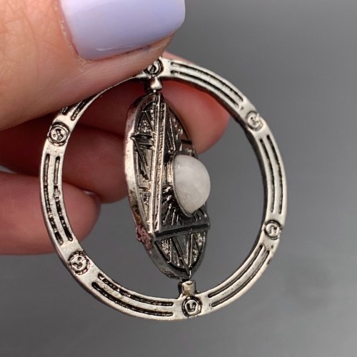 Подвеска, Горный хрусталь, гексаграмма в круге, диаметр 37 мм, цена за 1 шт.