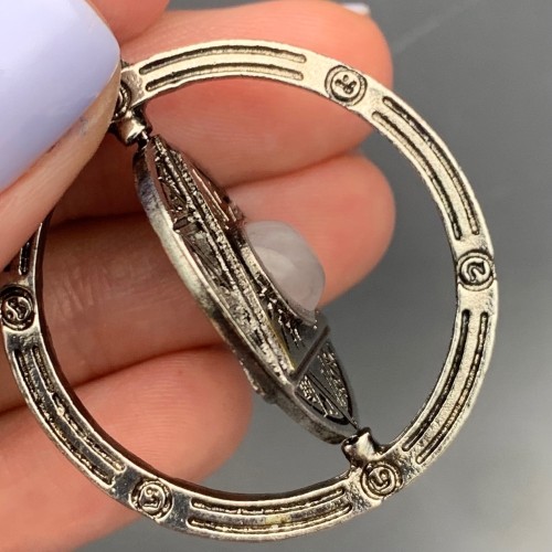 Подвеска, Розовый кварц, гексаграмма в круге, диаметр 37 мм, цена за 1 шт.