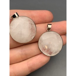 Подвеска, Горный хрусталь, в оправе, круглая, размер 26х7 мм, цена за 1 шт.