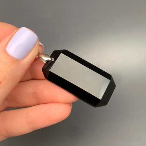 Подвеска, Агат черный, оникс, размер 40х20 мм, цена за 1 шт.