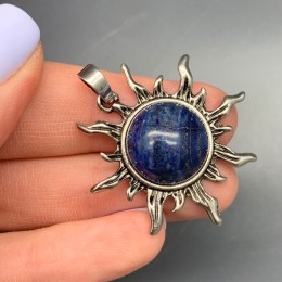 Подвеска, Лазурит, солнце, в оправе, размер 34х9 мм, цена за 1 шт.