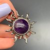 Подвеска, Аметист, солнце, в оправе, размер 34х9 мм, цена за 1 шт.