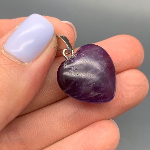 Подвеска, Аметист, сердце, размер 20х8 мм, цена за 1 шт.