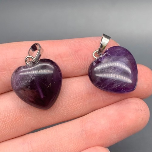 Подвеска, Аметист, сердце, размер 20х8 мм, цена за 1 шт.