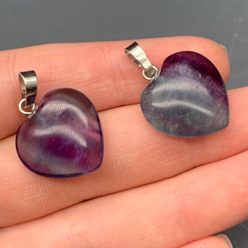 Подвеска, Флюорит, сердце, размер 20х8 мм, цена за 1 шт.