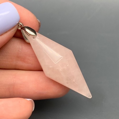 Подвеска, маятник, Розовый кварц, конус с гранями, размер 40х15 мм, цена за 1 шт.