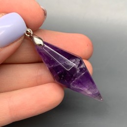 Подвеска, маятник, Аметист, конус с гранями, размер 40х15 мм, цена за 1 шт.