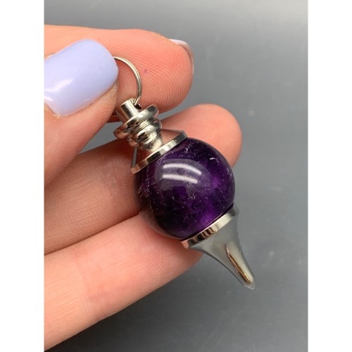 Подвеска, маятник биолокации, Аметист, шар гладкий 18 мм,  общий размер 40 мм, цена за 1 шт.
