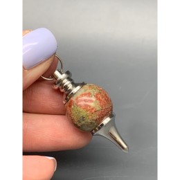 Подвеска, маятник биолокации, Унакит, шар гладкий 18 мм,  общий размер 40 мм, цена за 1 шт.