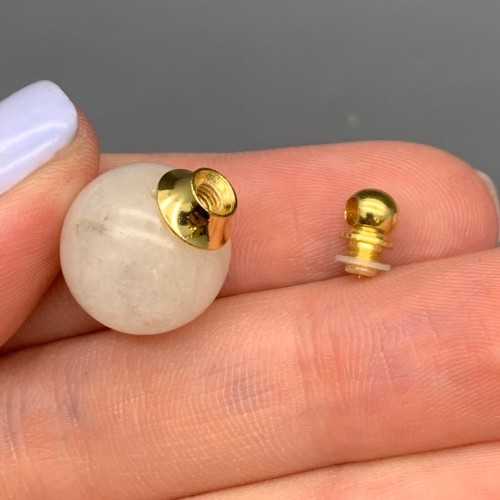 Подвеска, Горный хрусталь, кулон-флакон для духов и масел, шар гладкий 15 мм,  крепление - цвет золото, цена за 1 шт.