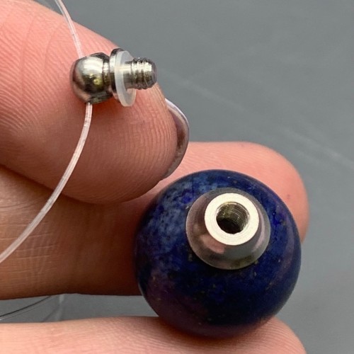 Подвеска, Лазурит, кулон-флакон для духов и масел, шар гладкий 16,5 мм, крепление - цвет серебро, цена за 1 шт.