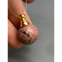 Подвеска, Родонит, кулон-флакон для духов и масел, шар гладкий 16 мм, крепление - цвет золото, цена за 1 шт.