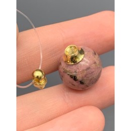 Подвеска, Родонит, кулон-флакон для духов и масел, шар гладкий 16 мм, крепление - цвет золото, цена за 1 шт.
