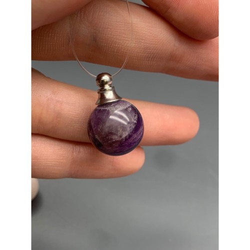 Подвеска, Аметист, кулон-флакон для духов и масел, шар гладкий 16 мм, крепление - цвет серебро, цена за 1 шт.