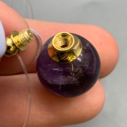 Подвеска, Аметист, кулон-флакон для духов и масел, шар гладкий 16 мм, крепление - цвет золото, цена за 1 шт.