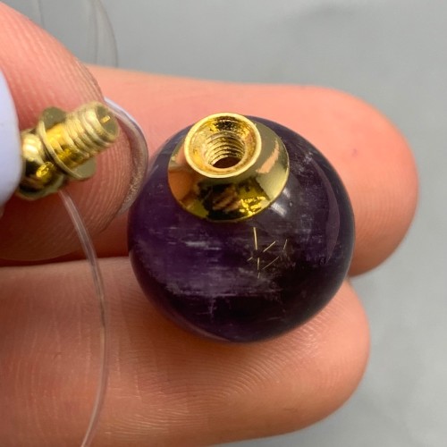 Подвеска, Аметист, кулон-флакон для духов и масел, шар гладкий 16 мм, крепление - цвет золото, цена за 1 шт.