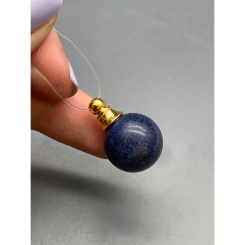 Подвеска, Лазурит, кулон-флакон для духов и масел, шар гладкий 16 мм, крепление - цвет золото, цена за 1 шт.