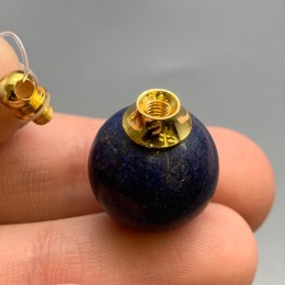 Подвеска, Лазурит, кулон-флакон для духов и масел, шар гладкий 16 мм, крепление - цвет золото, цена за 1 шт.