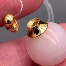 Подвеска, Розовый кварц, кулон-флакон для духов и масел, шар гладкий 16 мм, крепление - цвет золото, цена за 1 шт.