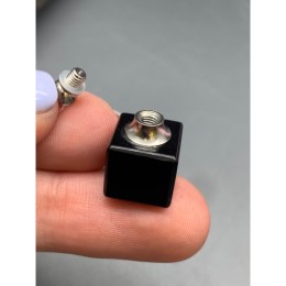 Подвеска, Агат черный, оникс, кулон-флакон для духов и масел, куб гладкий 12 мм, крепление - цвет серебро, цена за 1 шт.