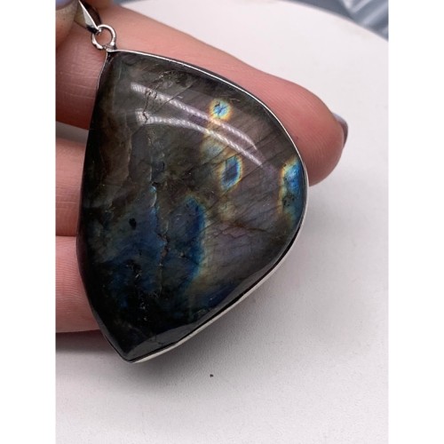 Подвеска, Лабрадор, "15", в оправе, размер 38х31 мм, цена за 1 шт.