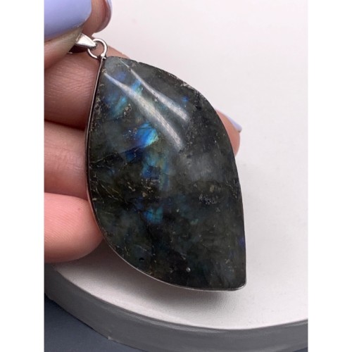 Подвеска, Лабрадор, "21", в оправе, размер 47х26 мм, цена за 1 шт.