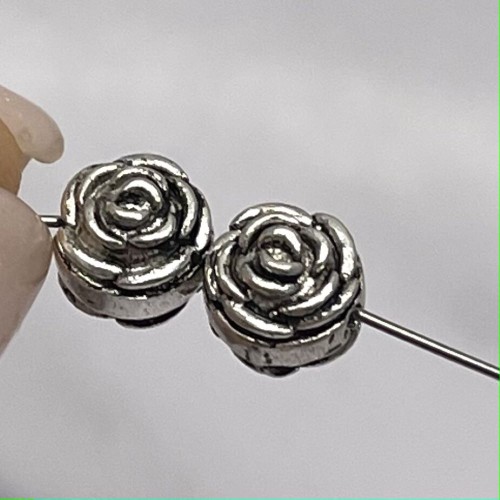 Бусина, "Розочка", тайское серебро, размер 8х8,4 мм, цена за 1 шт.