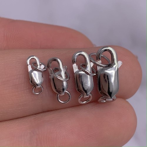 Карабин, замочек, лобстер, родированное серебро 925 пробы, 14 мм, цена за шт