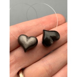 Каменные бусины, Обсидиан серебристый, сердце, бусина резная, размер 16х11 мм, цена за 1 шт.