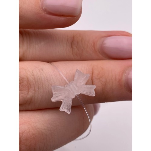 Каменные бусины, Розовый кварц, люкс, бусина резная, бантик, размер 16х11 мм, цена за 1 шт.