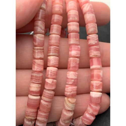 Браслет, Родохрозит, люкс, столбик, 6х5,5 мм, длина нити 19 см