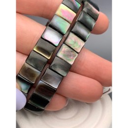 Браслет, "Перламутр", люкс,  темный, размер 11x8х4 мм, 24 пластины