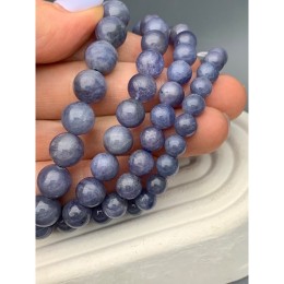 Каменные бусины, Танзанит, люкс, шарик гладкий, 9,8-10 мм, 19 бусин,  длина нити 19 см