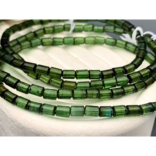 Каменные бусины, Турмалин, люкс, столбик, размер 4x6 мм, длина нити 19 см