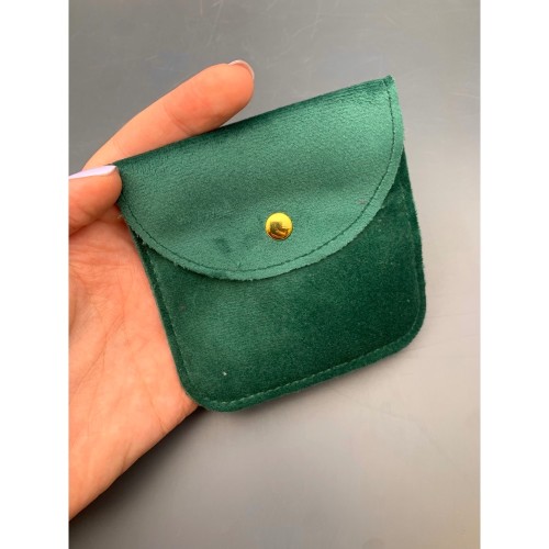 Мешочек с кнопкой, велюр, люкс, размер 10х10 см, зеленый, изумрудный