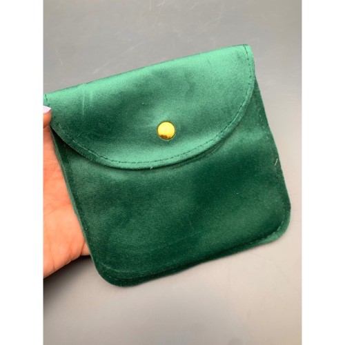 Мешочек с кнопкой, велюр, люкс, размер 12х12 см, зеленый, изумрудный