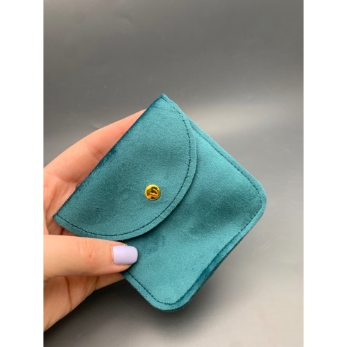 Мешочек с кнопкой, велюр, люкс, размер 10х10 см, сине-зеленый