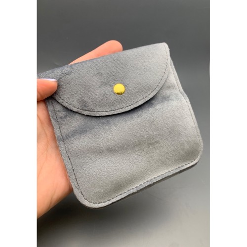 Мешочек с кнопкой, велюр, люкс, размер 12х12 см, серый