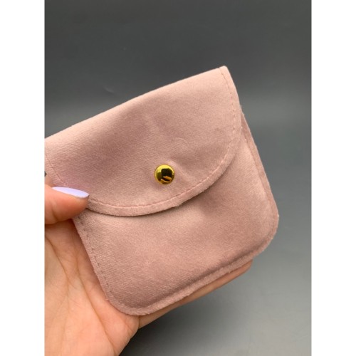 Мешочек с кнопкой, велюр, люкс, размер 10х10 см, розовый пыльный