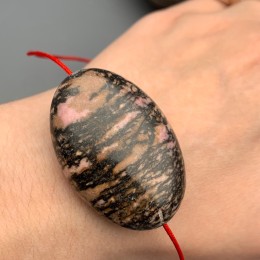 Каменные бусины, Родонит дендритовый, бусина плоская, размер 45х30 мм, цена за 1 шт.