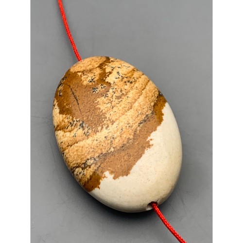 Каменные бусины, Яшма песочная, бусина плоская, размер 45х30 мм, цена за 1 шт.