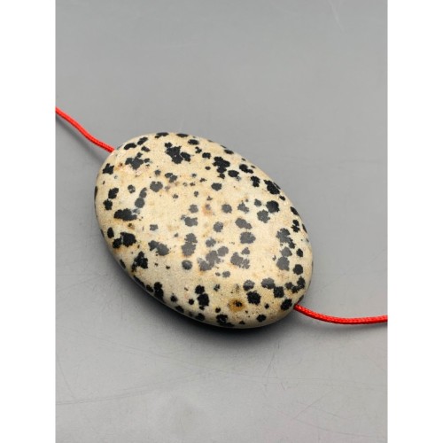 Каменные бусины, Яшма далматиновая, бусина плоская, размер 45х30 мм, цена за 1 шт.