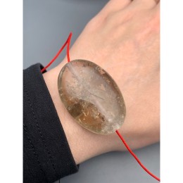 Каменные бусины, Дымчатый кварц, раух топаз,, бусина плоская, размер 45х30 мм, цена за 1 шт.