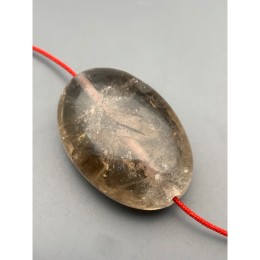 Каменные бусины, Дымчатый кварц, раух топаз,, бусина плоская, размер 45х30 мм, цена за 1 шт.