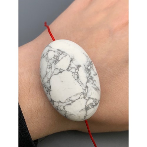 Каменные бусины, Говлит натуральный, т.н. Кахолонг, бусина плоская, размер 45х30 мм, цена за 1 шт.