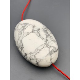 Каменные бусины, Говлит натуральный, т.н. Кахолонг, бусина плоская, размер 45х30 мм, цена за 1 шт.