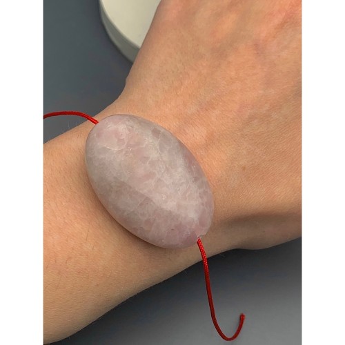 Каменные бусины, Розовый кварц, бусина плоская, размер 45х30 мм, цена за 1 шт.