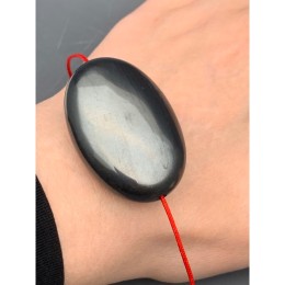 Каменные бусины, Гематит природный, бусина плоская, размер 45х30 мм, цена за 1 шт.