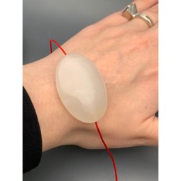 Каменные бусины, Халцедон, белый, бусина плоская, размер 45х30 мм, цена за 1 шт.